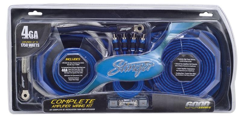 Stinger SK6641 4 Ga 6000 Series Power Kit Shoc-Krome Matte Blue Wire, With RCA