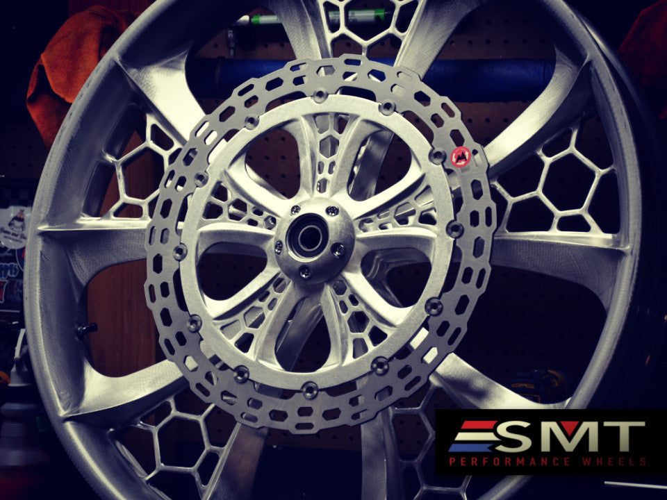 26 Inch Hive 3D Raw Aluminum Harley Wheel with 18" rotor/ HEX breaking surface