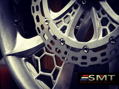 Raw Aluminum SMT 3D Hive Wheel with 18" Rotor/ HEX Breaking Surface