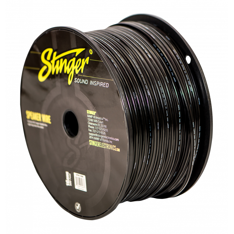 Stinger SPW516BK 16 Gauge Speaker Wire Black 500ft Roll