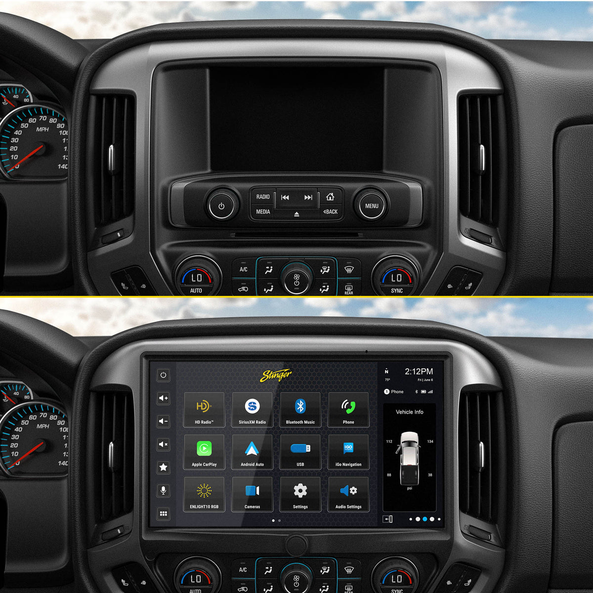 Stinger SRX-GM14128 IX212 HORIZON12 12.8" Media Receiver with Install & Integration Kit for Silverado/Sierra 1500/2500/3500