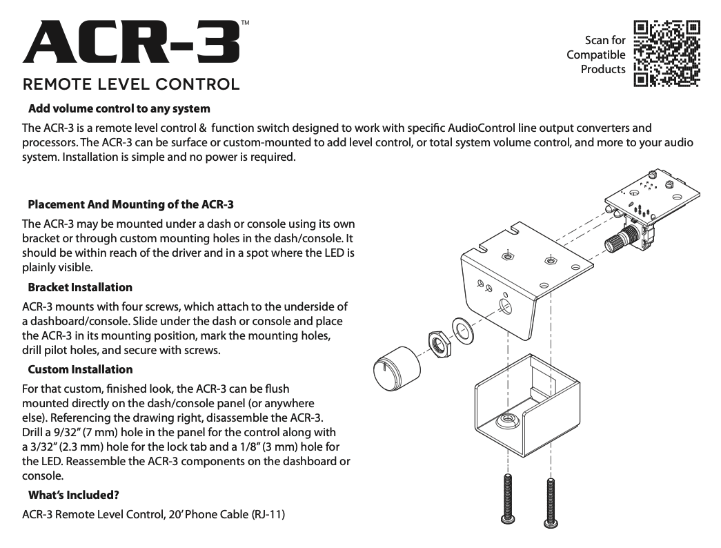 AudioControl ACR-3 Dash Remote