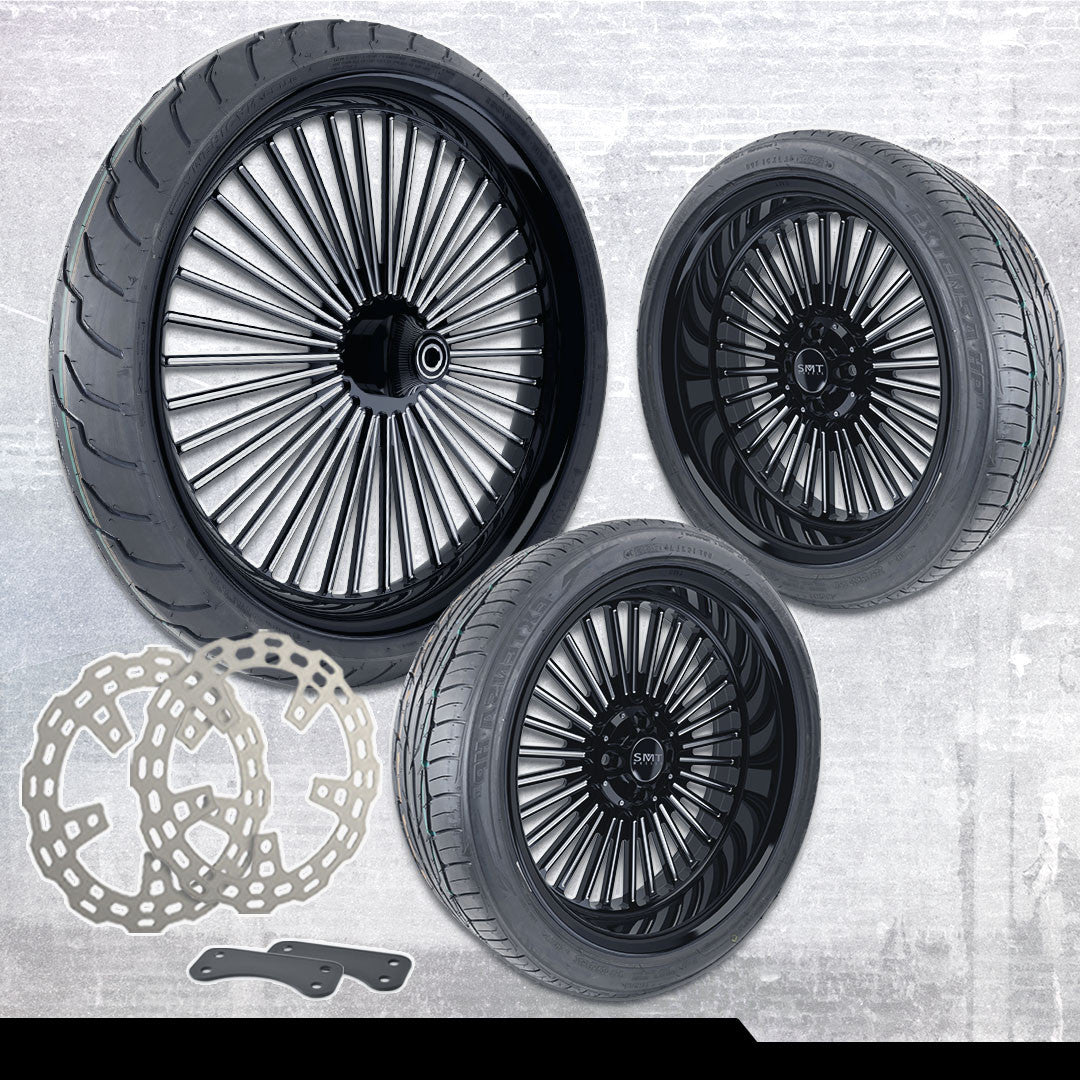 18x7 inch Harley-Davidson Big Fatty Black Double Cut Trike Kit