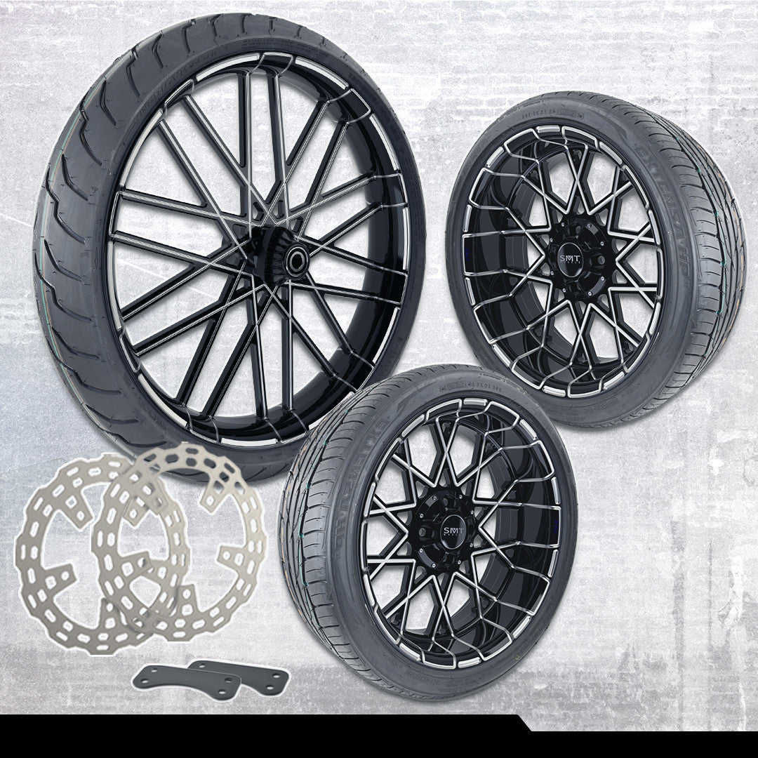 21x3.25"/18x7" Harley-Davidson G3 Black Double Cut Trike Kit