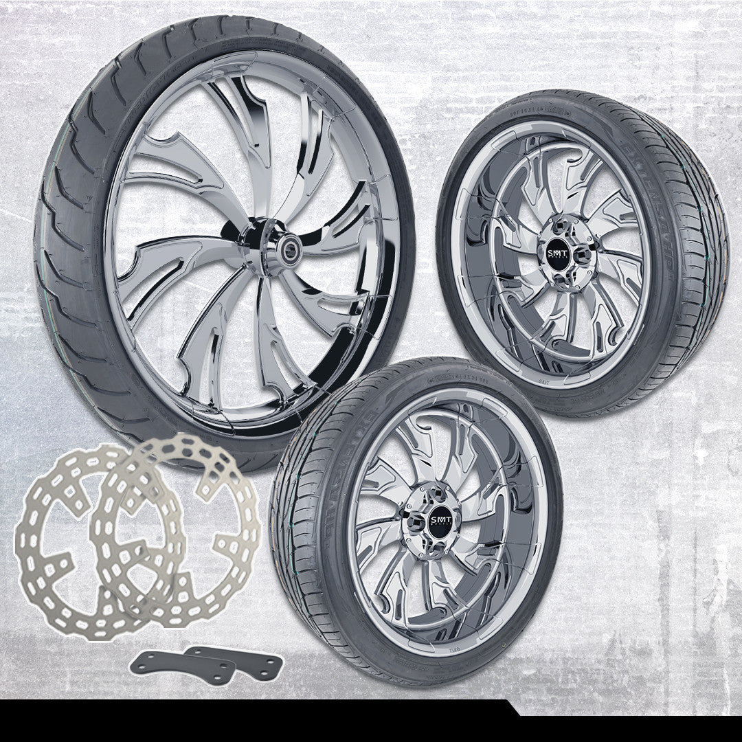 21x3.25"/18x7" Harley-Davidson Guinzu Chrome Trike Kit