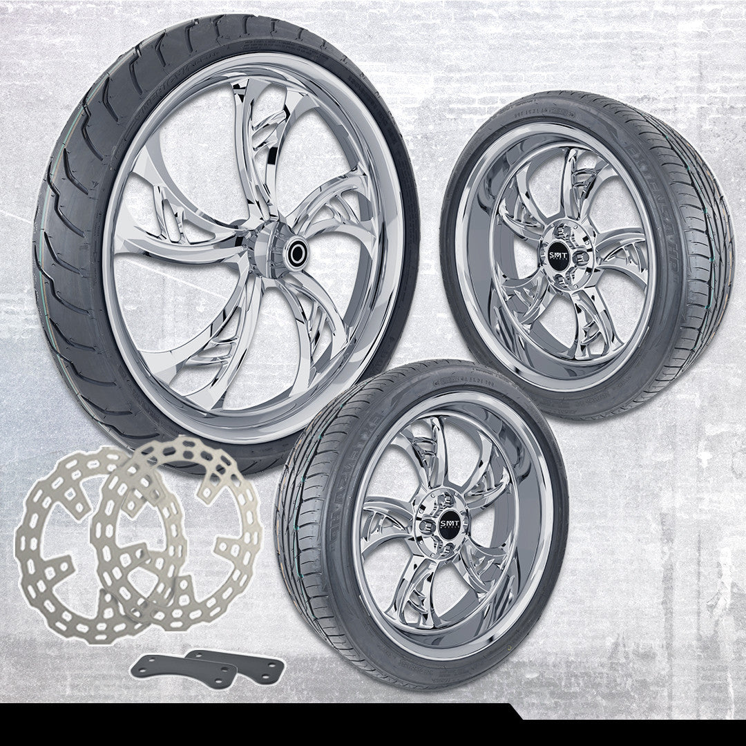 21x3.25"/18x7" Harley-Davidson Hennessy Chrome Trike Kit