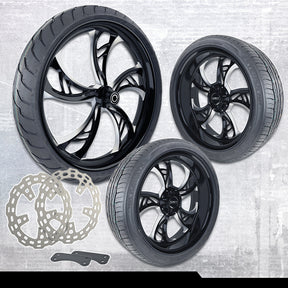 21x3.25"/18x7" Harley-Davidson Hennessy Black Double Cut Trike Kit