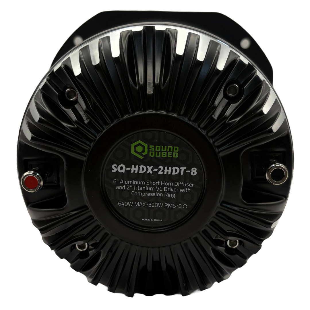 SoundQubed SQ-HDX-2HDT-8 6" Aluminum Short Horn Diffuser and 2" Titanium 2" Driver with Compression Ring