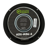 SoundQubed 6.5" HDS Series Midbass with Water Resistant Dome Cap - 1.5" 4 ohm Voice Coil 150w/300w Frequency Response 80Hz - 6KHz