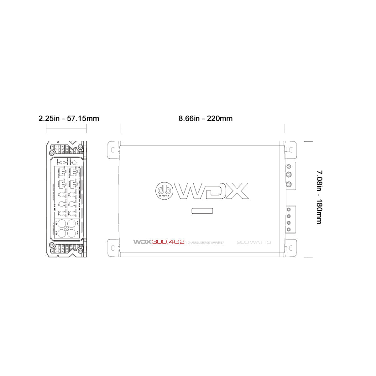 DB Drive WDX300.4G2 : Class A/B WDX 4 Channel Amplifier