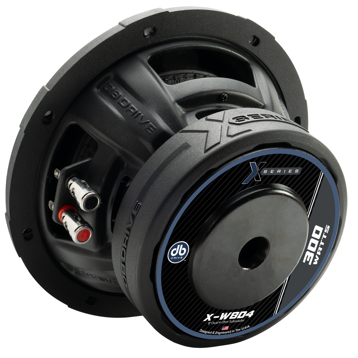 DB Drive PRO-KSUB2000 : 2-Dual 8” 4Ohm Subwoofers (X-W8D4), 1-Mono Amp (PRO1000.1D),1- 4Ga Amp Kit (XRK4MANL)