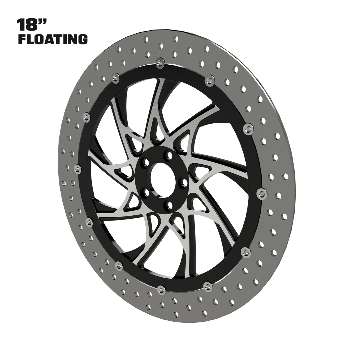 XR9 18" Floating Rotor in Black Contrast Cut