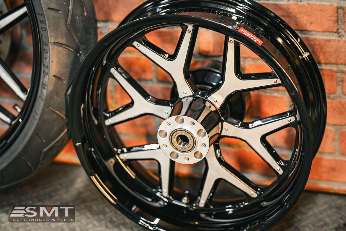 23x5.5" / 18X5.5" BLACK/RAW GT3 PAIR (2009-2023 HD TOURING)