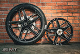23x5.5" / 18X5.5" BLACK DOUBLE CUT TESLER PAIR (2009-2023 HD TOURING)