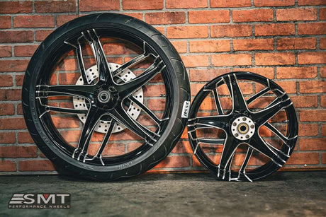 23x5.5" / 18X5.5" BLACK DOUBLE CUT TESLER PAIR (2009-2023 HD TOURING)