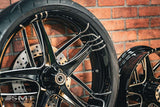 23x5.5" / 18X5.5" BLACK DOUBLE CUT TESLER PAIR (2009-2023 HD TOURING)