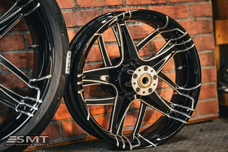 23x5.5" / 18X5.5" BLACK DOUBLE CUT TESLER PAIR (2009-2023 HD TOURING)