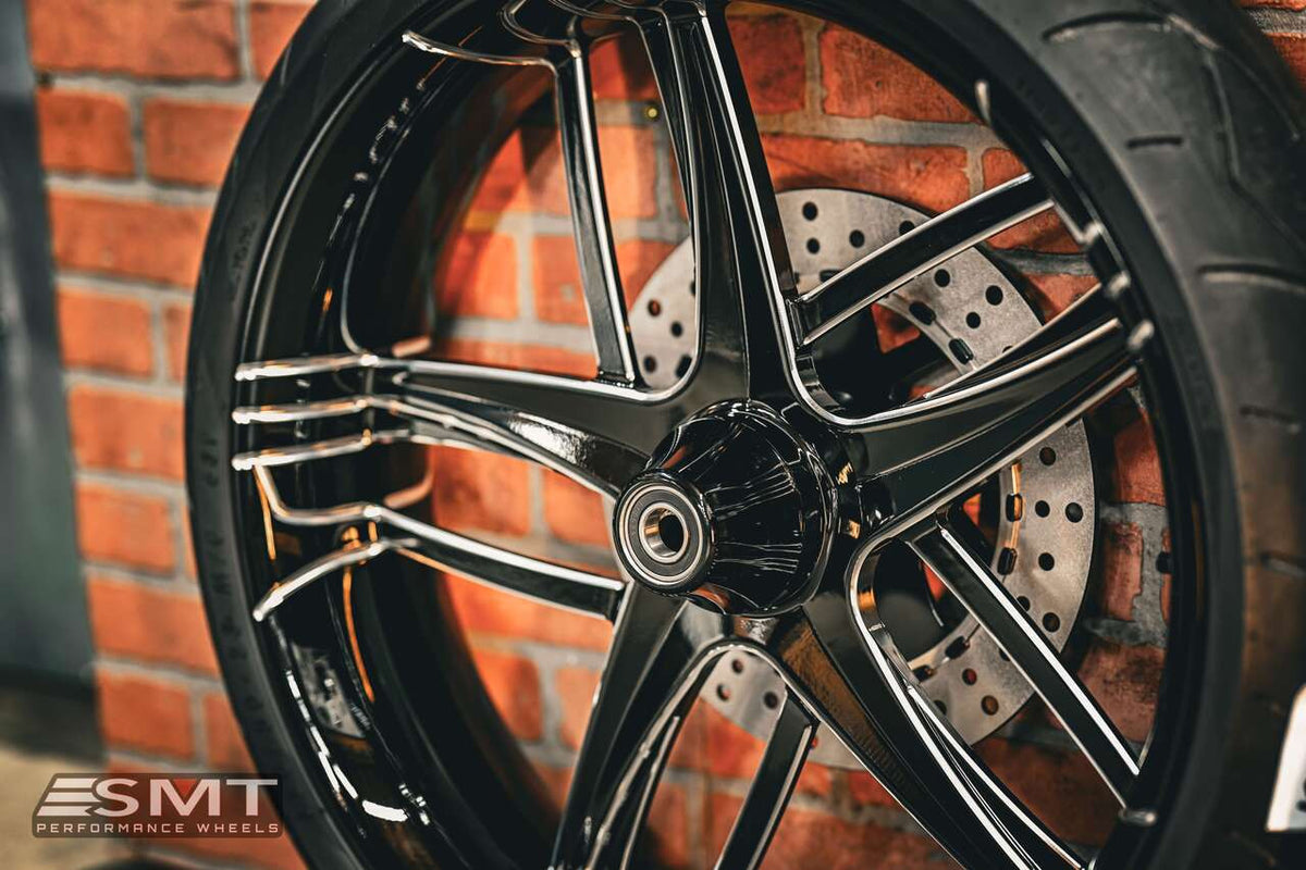 23x5.5" / 18X5.5" BLACK DOUBLE CUT TESLER PAIR (2009-2023 HD TOURING)
