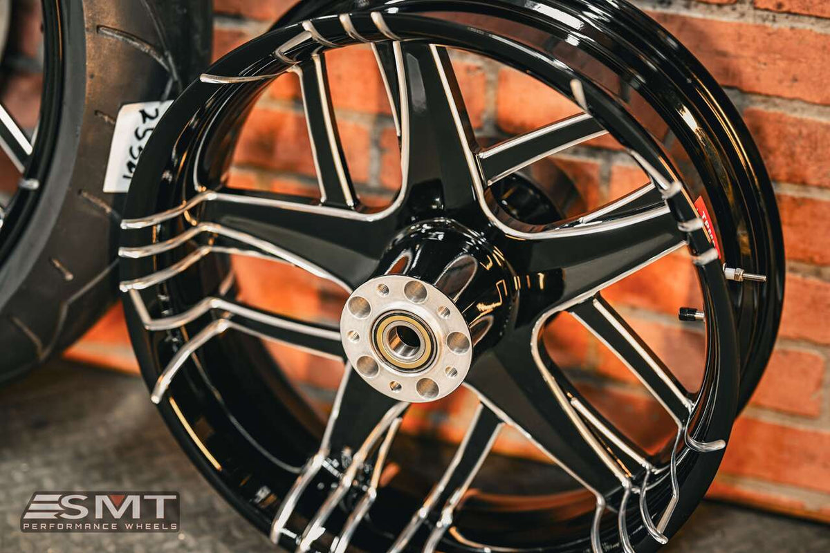 23x5.5" / 18X5.5" BLACK DOUBLE CUT TESLER PAIR (2009-2023 HD TOURING)