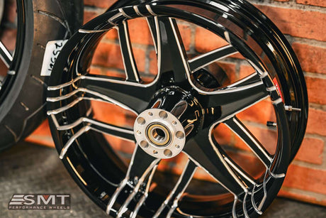 23x5.5" / 18X5.5" BLACK DOUBLE CUT TESLER PAIR (2009-2023 HD TOURING)