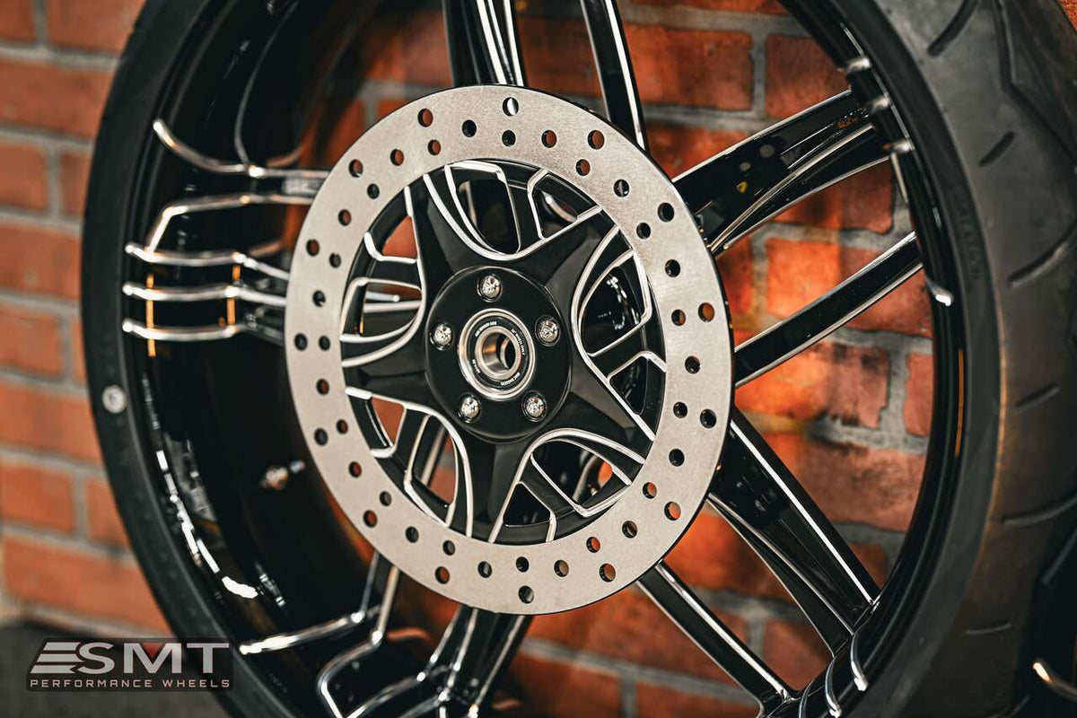 23x5.5" / 18X5.5" BLACK DOUBLE CUT TESLER PAIR (2009-2023 HD TOURING)