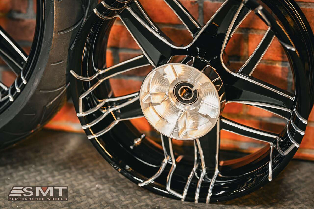 23x5.5" / 18X5.5" BLACK DOUBLE CUT TESLER PAIR (2009-2023 HD TOURING)