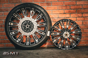 23x5.5" / 18X5.5" BLACK DOUBLE CUT ROULETTE PAIR (2009-2023 HD TOURING)