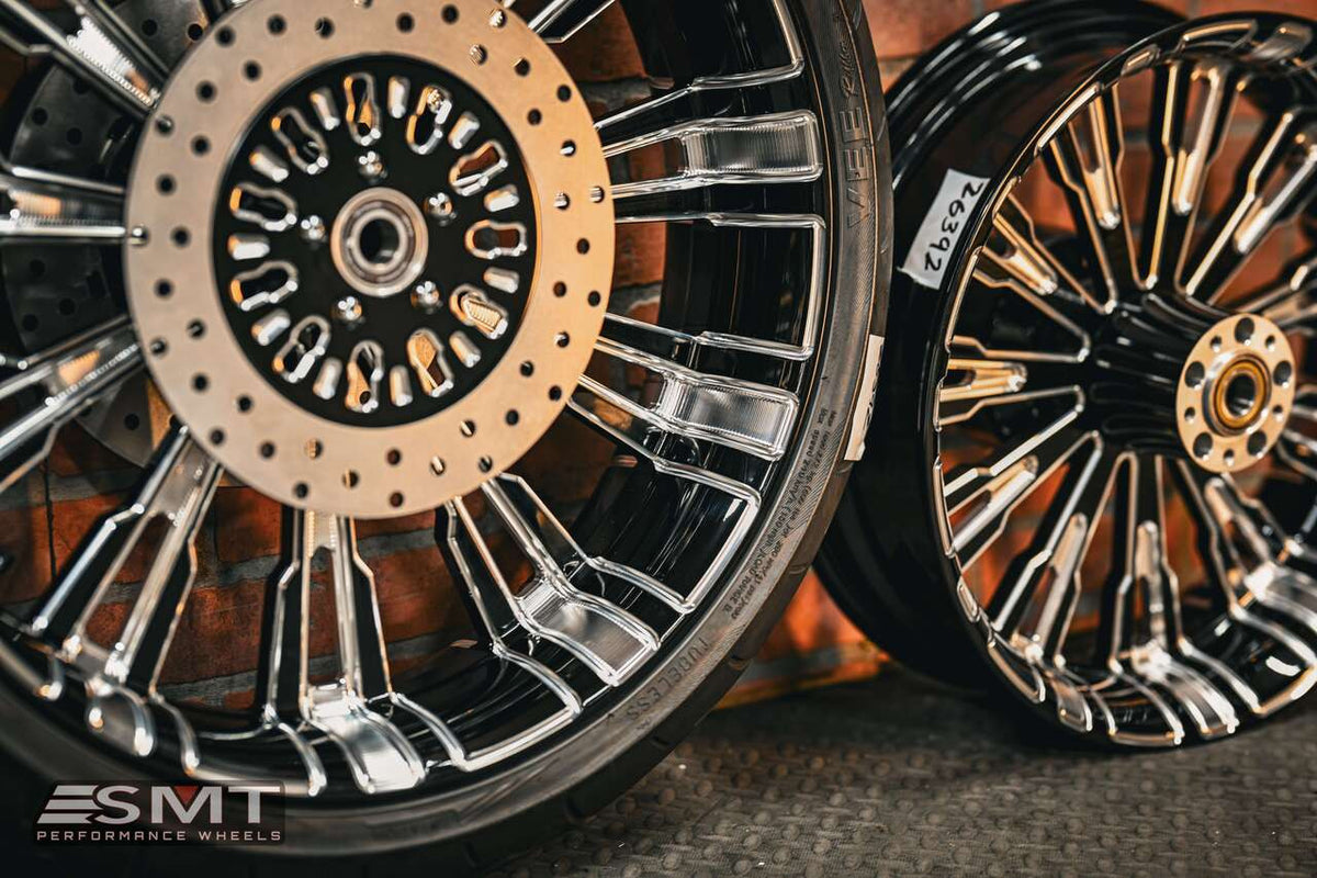 23x5.5" / 18X5.5" BLACK DOUBLE CUT ROULETTE PAIR (2009-2023 HD TOURING)