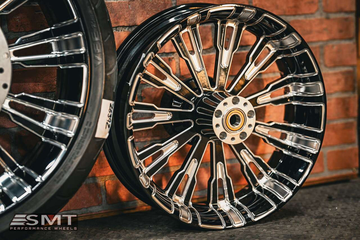 23x5.5" / 18X5.5" BLACK DOUBLE CUT ROULETTE PAIR (2009-2023 HD TOURING)