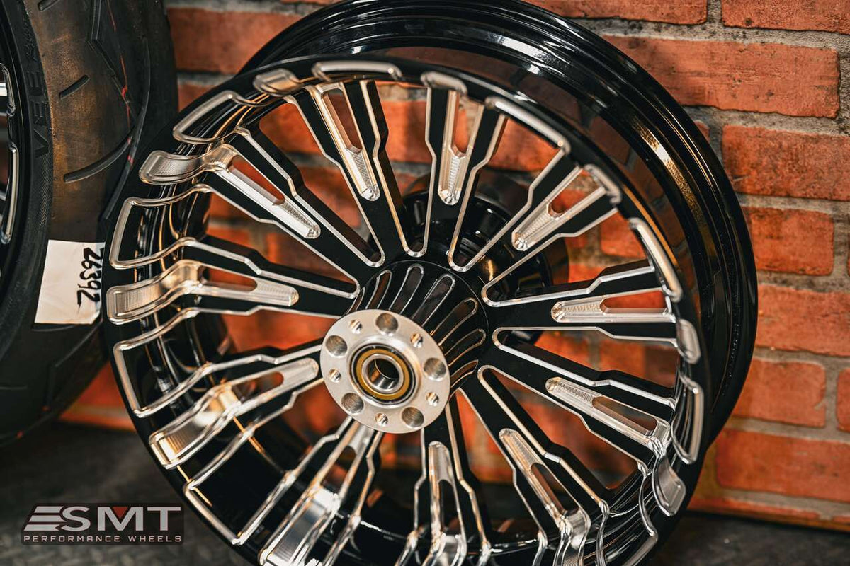 23x5.5" / 18X5.5" BLACK DOUBLE CUT ROULETTE PAIR (2009-2023 HD TOURING)