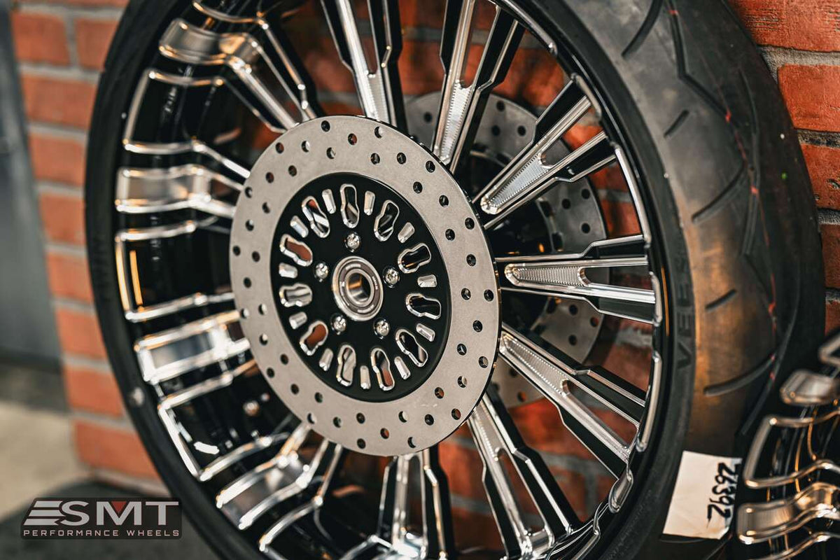 23x5.5" / 18X5.5" BLACK DOUBLE CUT ROULETTE PAIR (2009-2023 HD TOURING)