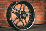 18x5.5" BLACK DOUBLE CUT RETRO 4 (2014-2023 HD Touring)