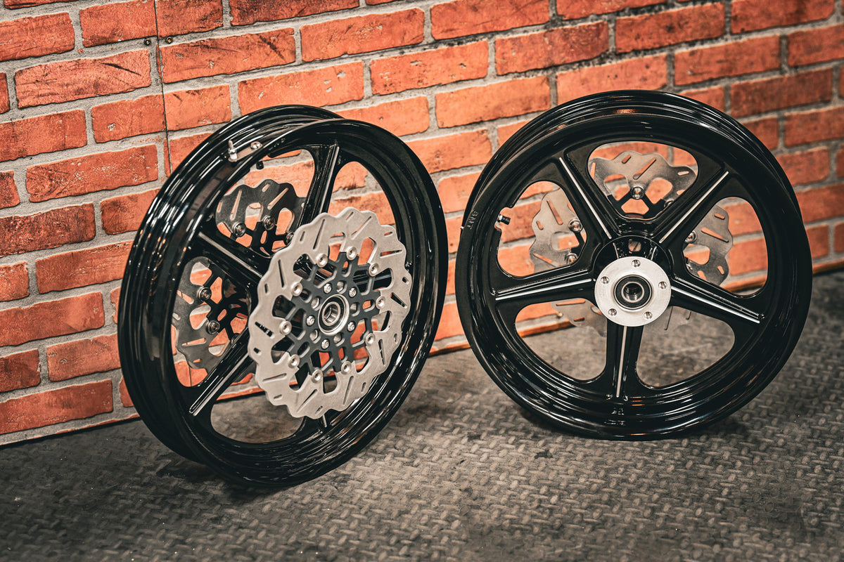 19x3.0" / 18x3.5 BLACK DOUBLE CUT RETRO 14 PAIR (2002-2007 HD TOURING)