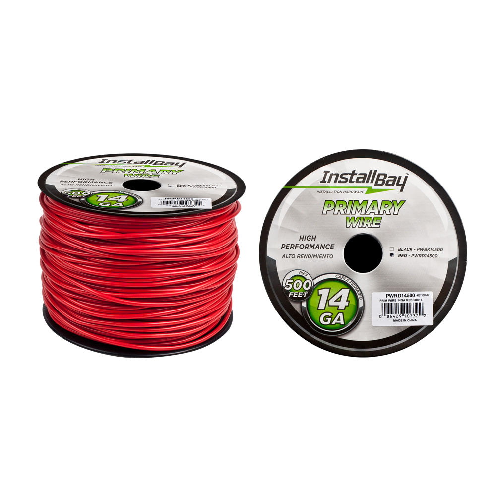 Install Bay Primary Wire 14 Gauge All Copper Red Coil - 500 ft - PWRD14500