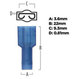 Install Bay 3M™ Blue Nylon Fem Quick Disconnect 16-14 AWG .250 InsulGrip - 3MBNFD250FG