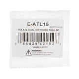 Install Bay 15 Amp Atl Dual Circuit Micro Fuses - 5 Pack - E-ATL15
