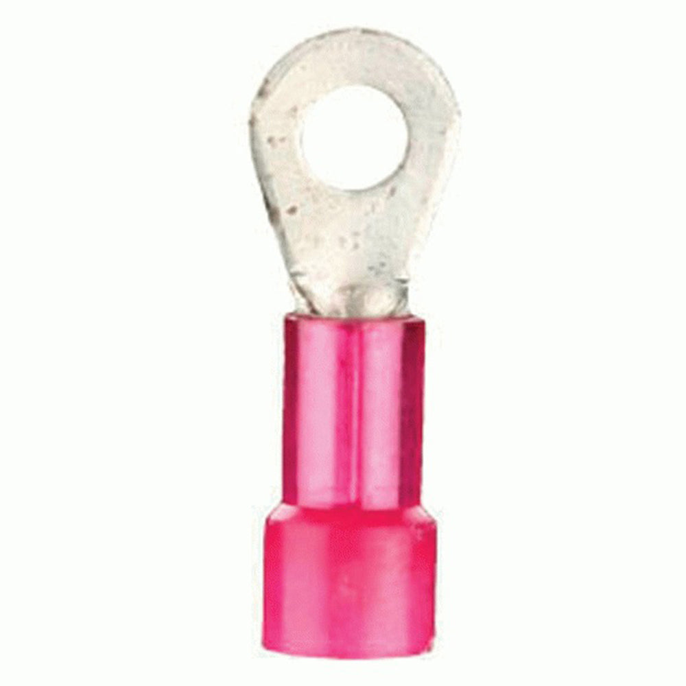 Install Bay Ring Terminal | Red Nylon | 22-18GA | 1/4" | 100 Pack - RNRT14