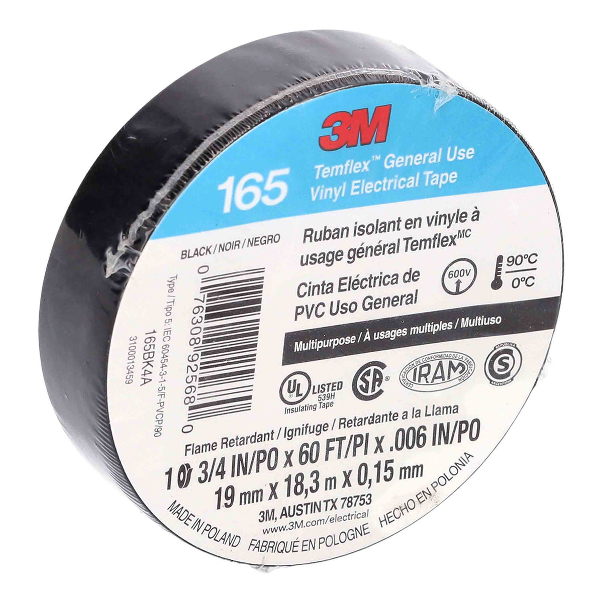 Install Bay Single Roll 3M Tape 165 3M - 3/4 Inch X 60 FT .006 In/Po - 3M165