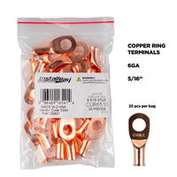 Install Bay Copper Uninsulated Ring Terminal 6 Gauge 5/16 inch - CUR6516