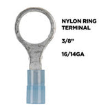 Install Bay Blue Nylon Ring Terminals 16-14 GA 3/8 inch - Package of 100 - BNRT38