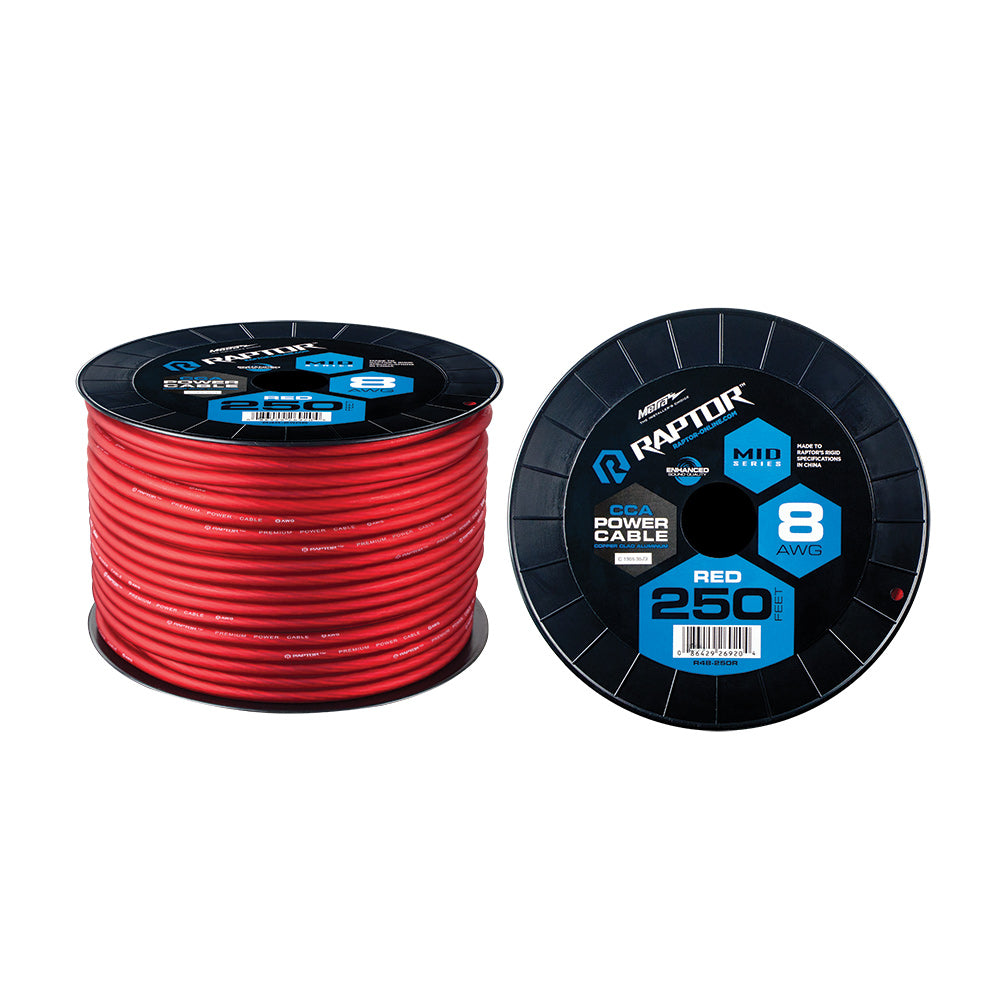 Raptor R4 Mid Series CCA Power Cable | 8 AWG | 250 ft. | Red - R4R8-250