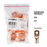 Install Bay Copper Uninsulated Ring Terminal 2 Gauge 1/4 inch - CUR214