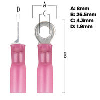 Install Bay Heat Shrink Red Ring Terminal 22-18 Gauge #8 - HSRRT8