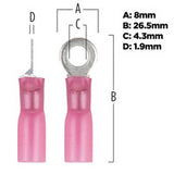 Install Bay Heat Shrink Red Ring Terminal 22-18 Gauge #8 - HSRRT8