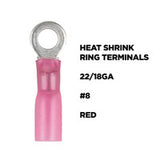 Install Bay Heat Shrink Red Ring Terminal 22-18 Gauge #8 - HSRRT8