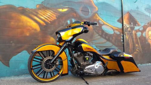 Dirty Deeds matching rotor on motorcycle wheel
