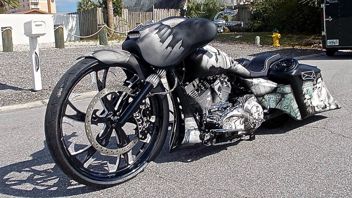 32 Inch Dirty HKR Black Double Cut Harley Wheel