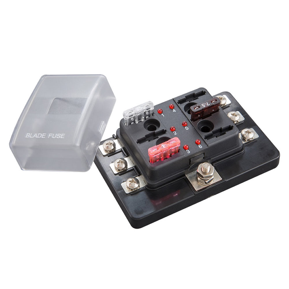 Install Bay Fuse Block ATC With Indicating LEDs - 6 Position - Screw Ter - BLR-I-506