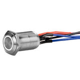 Install Bay Silver 12MM Round Illuminated Latching Switch White Qty 2 - LS12W-2