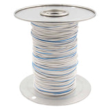 Install Bay 18 GA US GPT All Copper Primary Wire White w/Blue Trace - US18500WBL